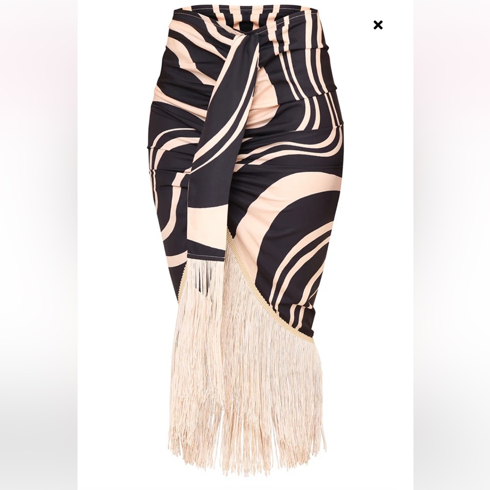 Tassel hem midi skirt